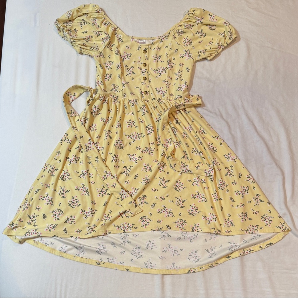 No Boundaries Yellow Floral Asymmetrical Dress